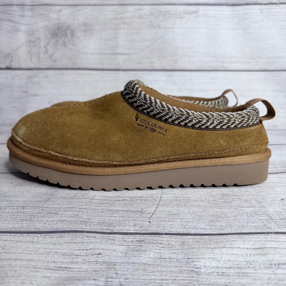 Koolaburra by UGG Burree Chestnut Suede Faux Fur Slippers Womens 7 Slip On Shoes
